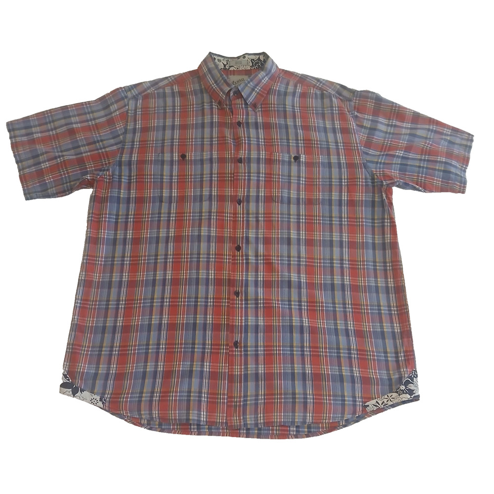 Enro Vintage Shirt Mens 2XT Tall Red Plaid Western Short Sleeve Pearl Snap NWOT